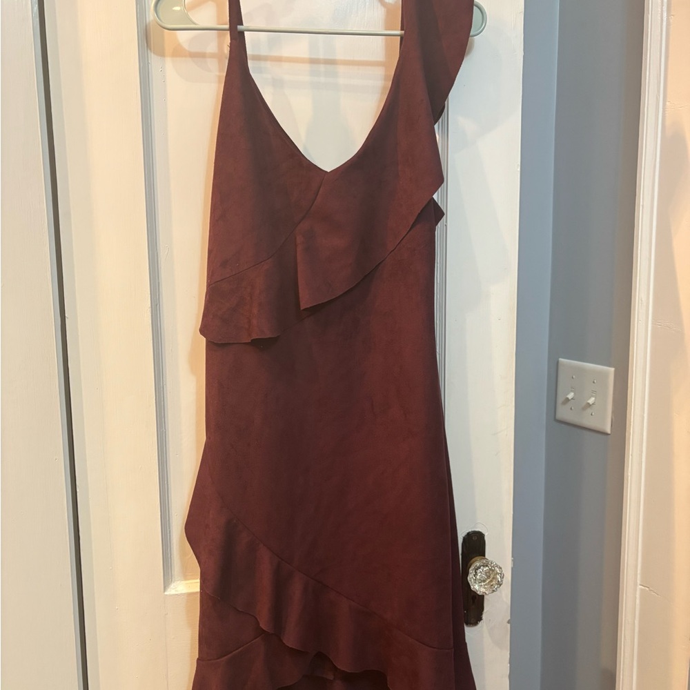 Elegant Burgundy Ruffle Dress